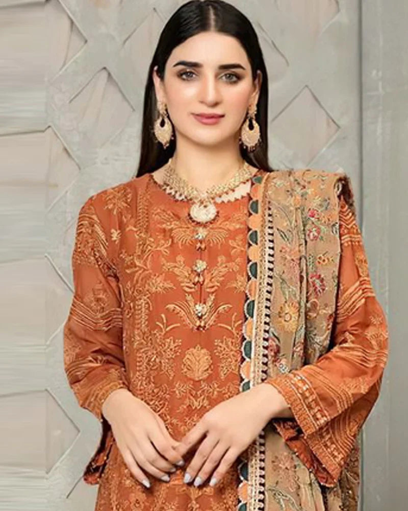 Baroque Lawn 3PC Embroidered with Chiffon Embroidered Dupatta-1163