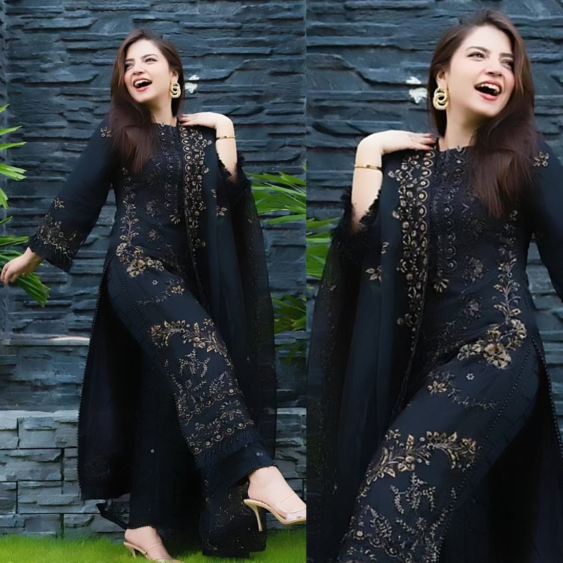 Lawn 3Pc Embroidered Shirt With Organza Embroidered Dupatta- 1020