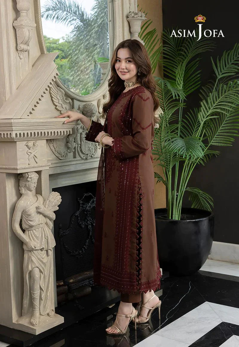 Asim Jofa Lawn 3Pc Embroidered With Chiffon Embroidered Dupatta-1025
