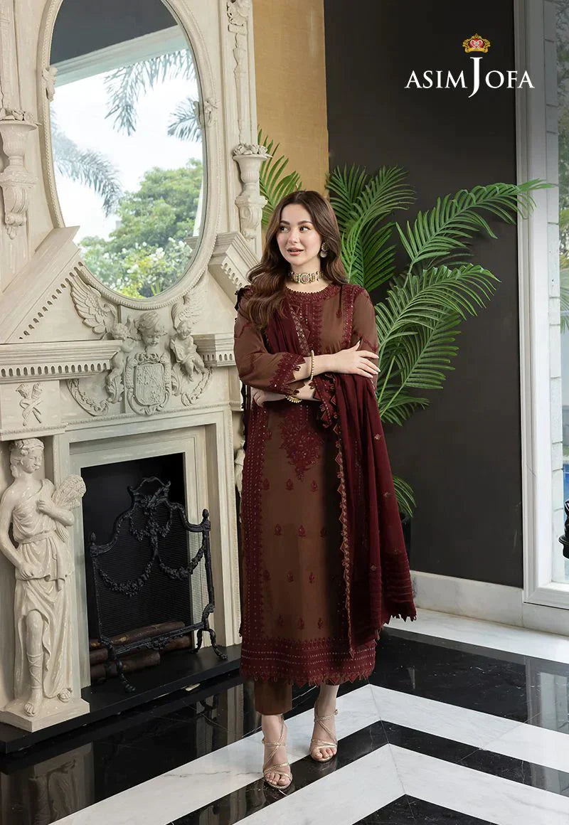Asim Jofa Lawn 3Pc Embroidered With Chiffon Embroidered Dupatta-1025