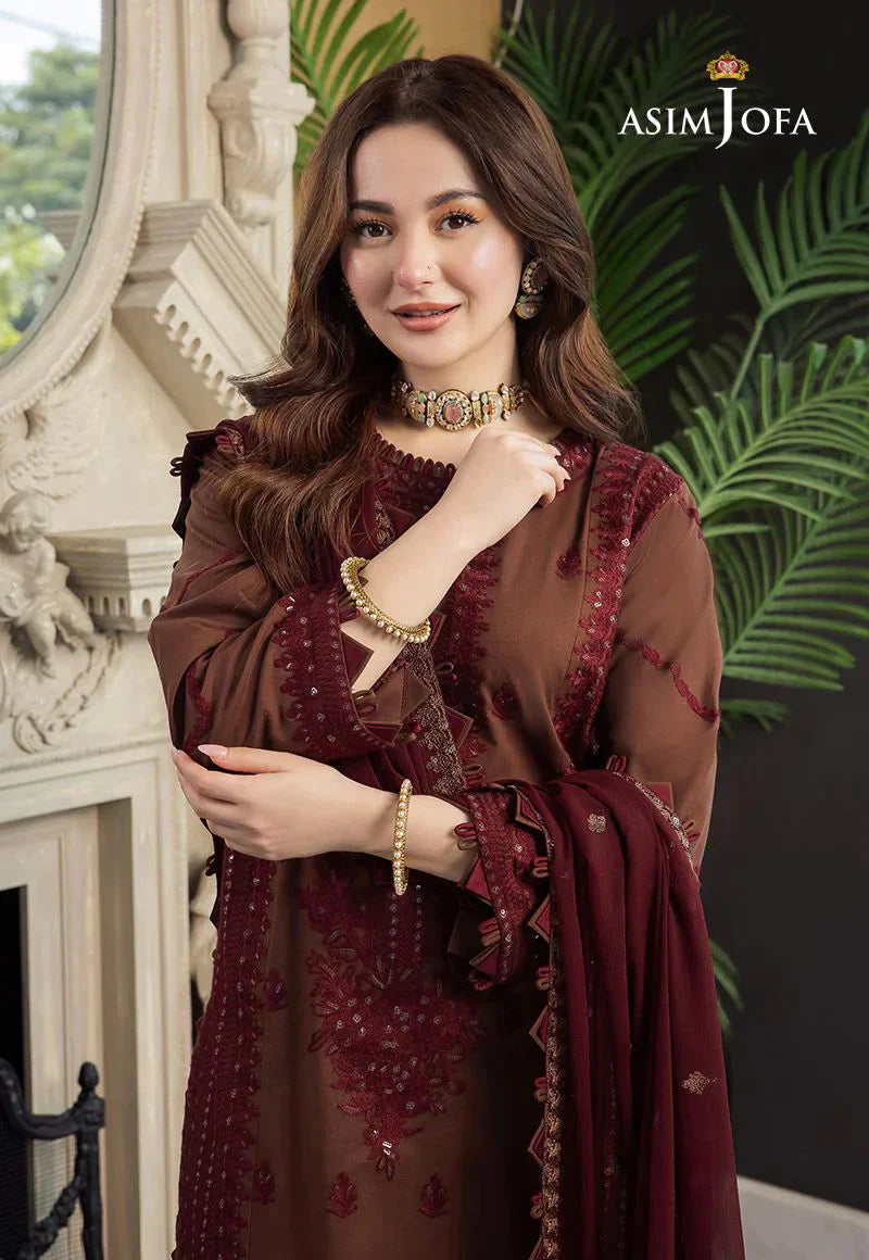 Asim Jofa Lawn 3Pc Embroidered With Chiffon Embroidered Dupatta-1025