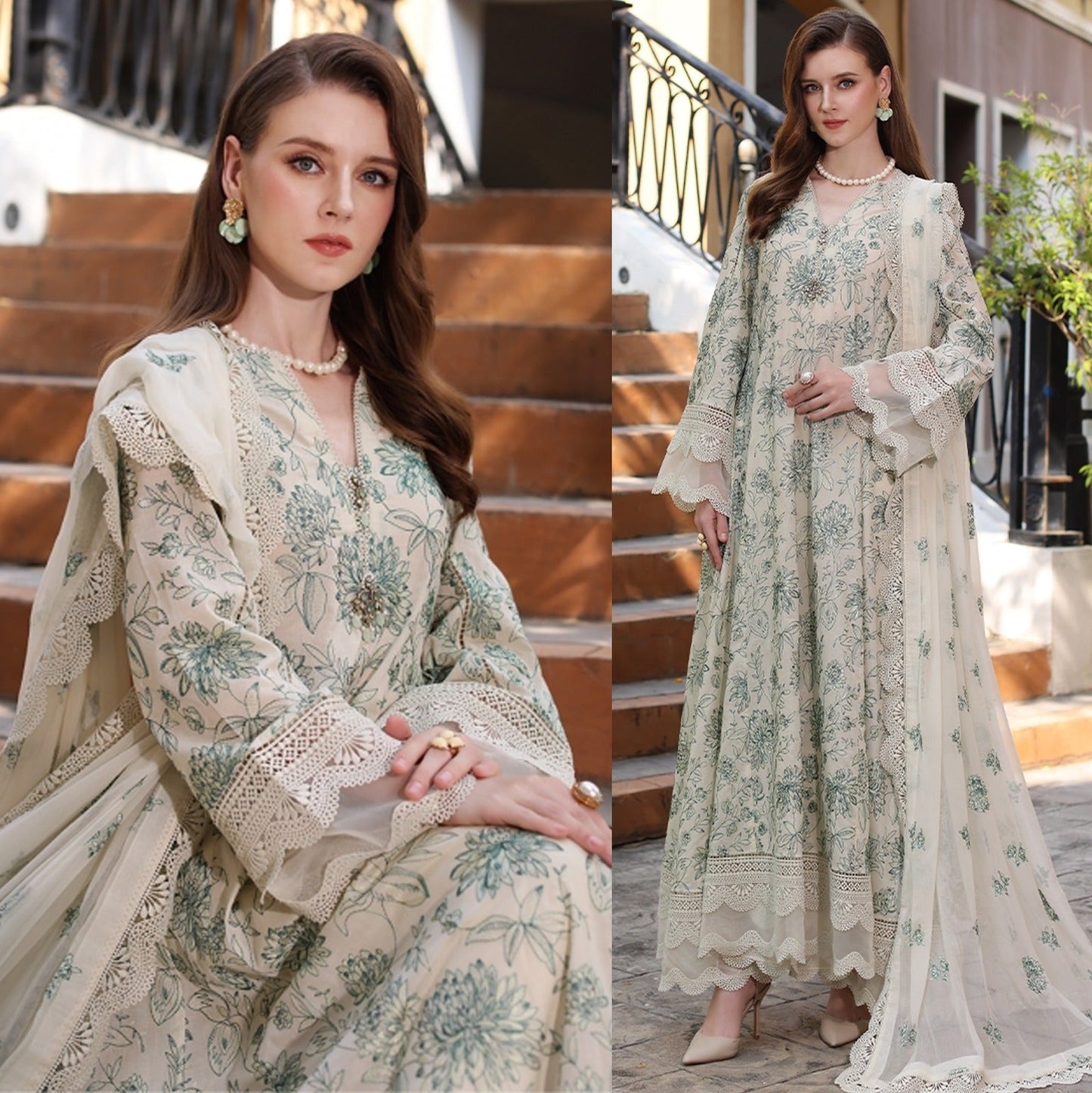 Bareeze Lawn 3Pc Embroidered With Chiffon Embroidered Dupatta-1103