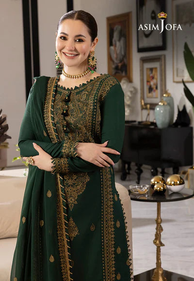 Asim Jofa Lawn 3Pc Embroidered With Chiffon Embroidered Dupatta-1034