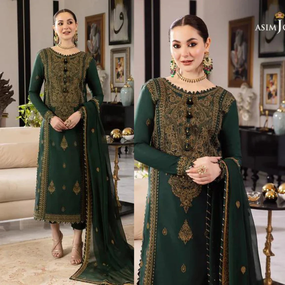 Asim Jofa Lawn 3Pc Embroidered With Chiffon Embroidered Dupatta-1034