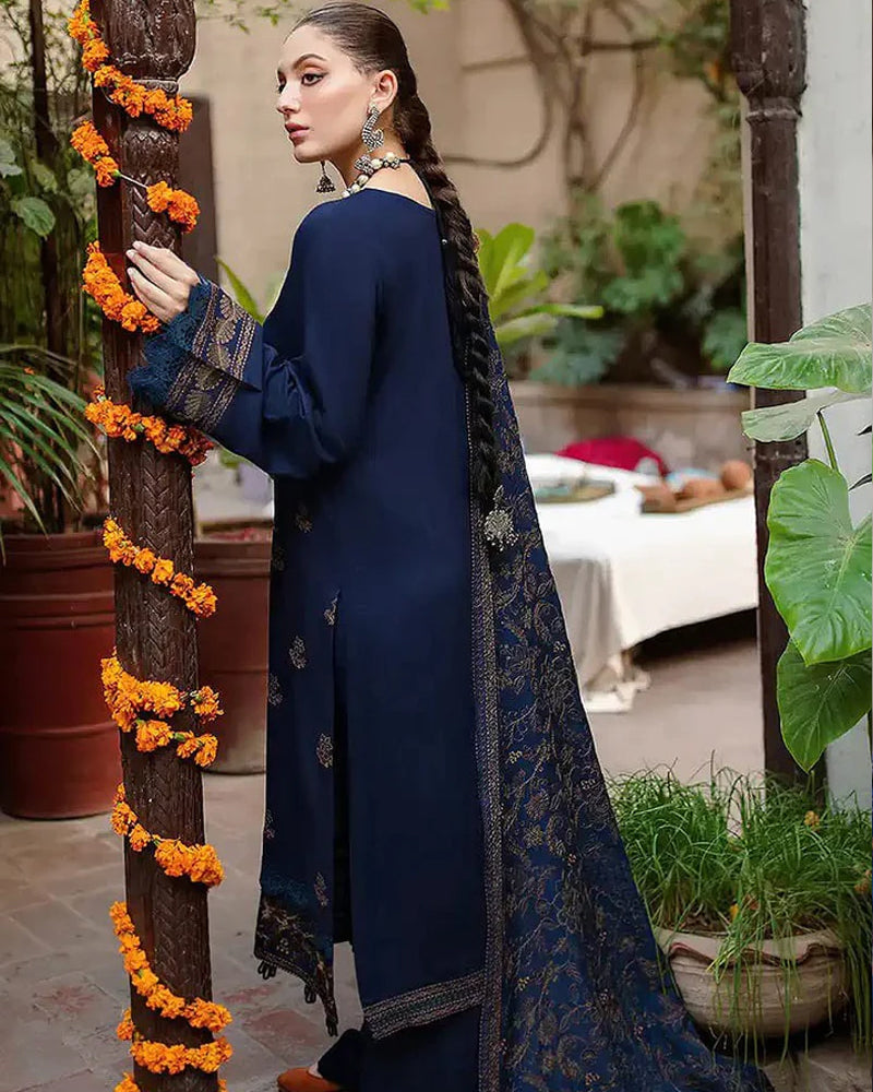 Dhanak 3Pc Embroidered With Embroidered Shawl-1263