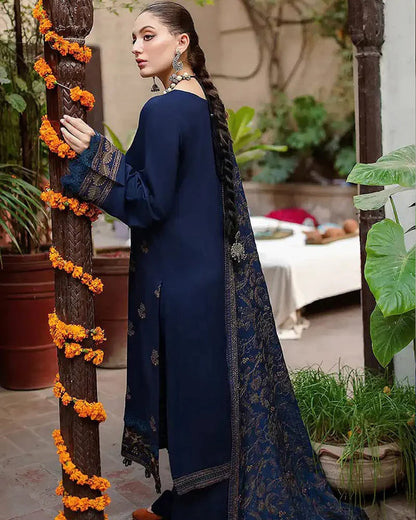 Dhanak 3Pc Embroidered With Embroidered Shawl-1263