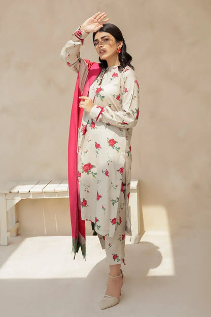 Baroque 3Pc Karandi Printed Shirt With Karandi Printed Duaptta And Trouser-805