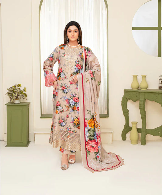 Creation Khaddar 3Pc With Khaddar Printed Shirt & Trouser-913