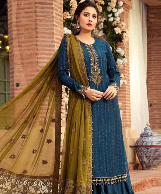 Maria B Lawn 3Pc Embroidered With Chiffon Embroidered Dupatta-1121