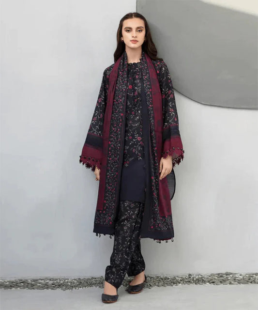 Baroque 3Pc Karandi Printed Shirt With Karandi Printed Duaptta And Trouser-812