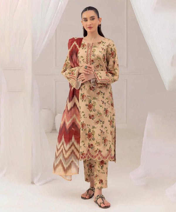 3PC Lawn Printed Shirt With Digital Printed Dupatta-1616