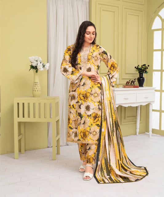 Creation Khaddar 3Pc With Khaddar Printed Shirt & Trouser-910