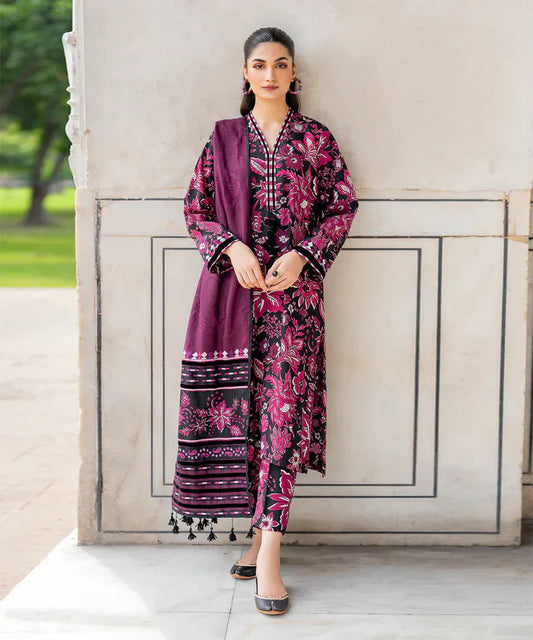 Baroque 3Pc Karandi Printed Shirt With Karandi Printed Duaptta-817