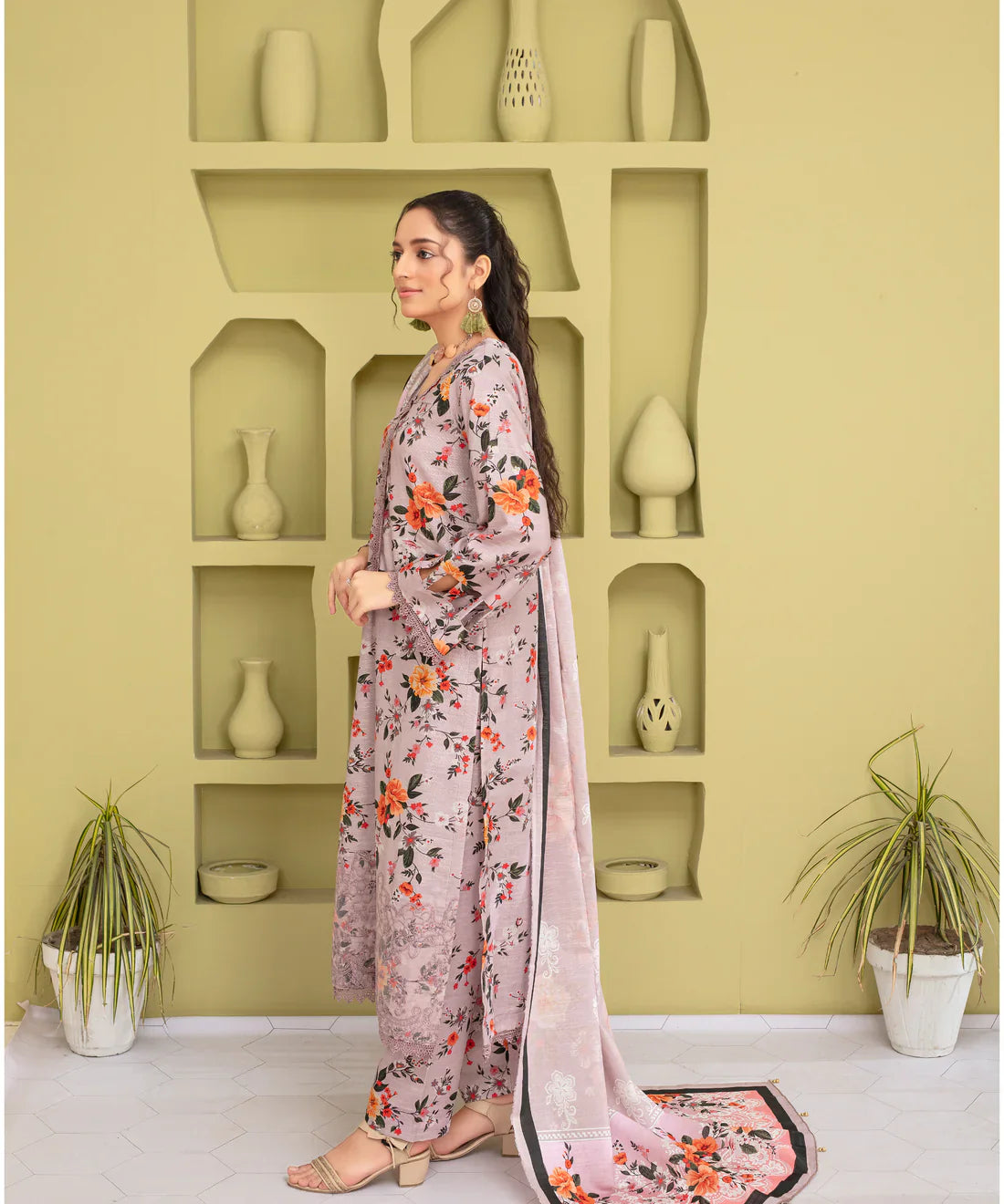 Creation Khaddar 3Pc With Khaddar Printed Shirt & Trouser-919