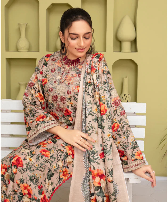 Creation Khaddar 3Pc With Khaddar Printed Shirt & Trouser-911