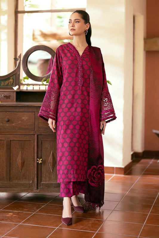 Baroque 3Pc Karandi Printed Shirt with Karandi Printed Duaptta and Trouser-829