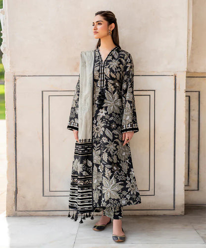 Baroque 3Pc Karandi Printed Shirt With Karandi Printed Duaptta-818