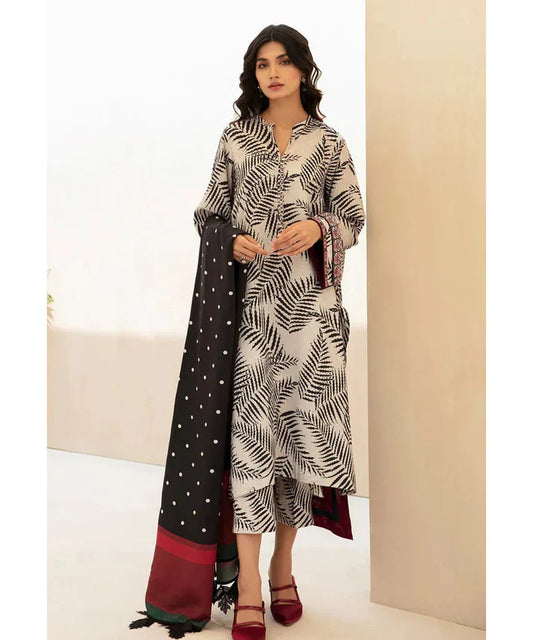 Baroque 3Pc Karandi Printed Shirt With Karandi Printed Duaptta And Trouser-806