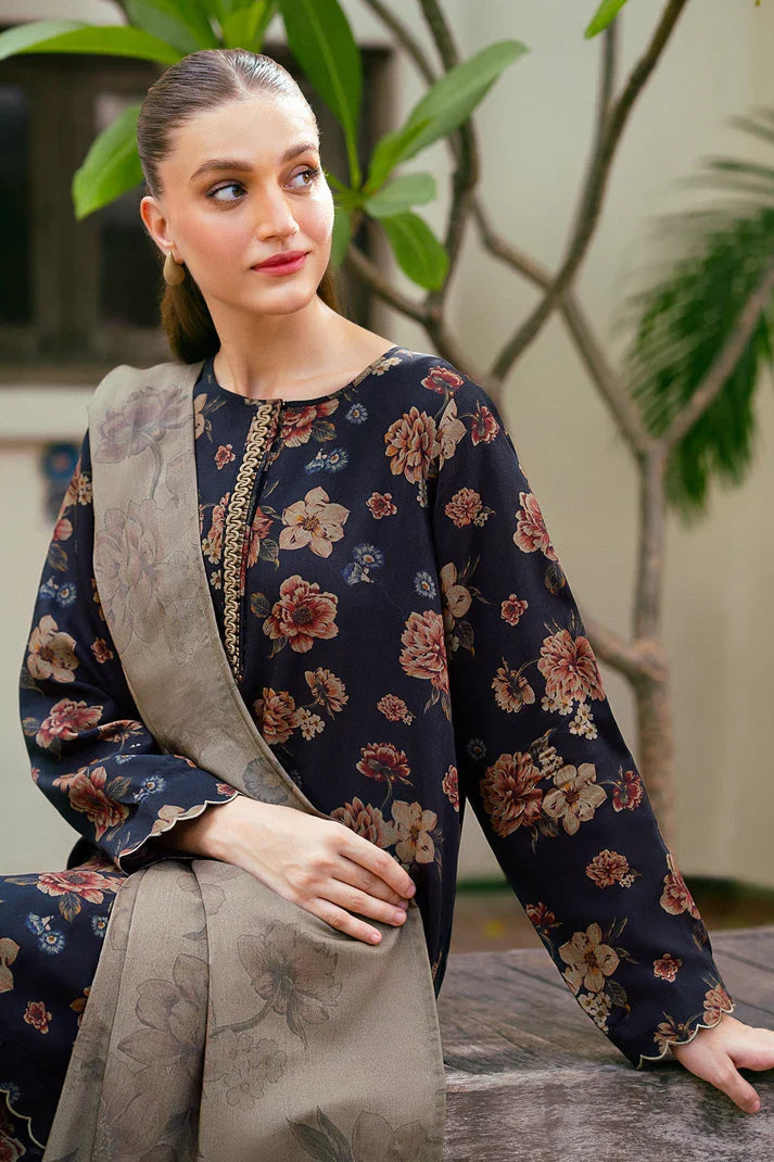 Baroque 3Pc Karandi Printed Shirt With Karandi Printed Duaptta And Trouser-837