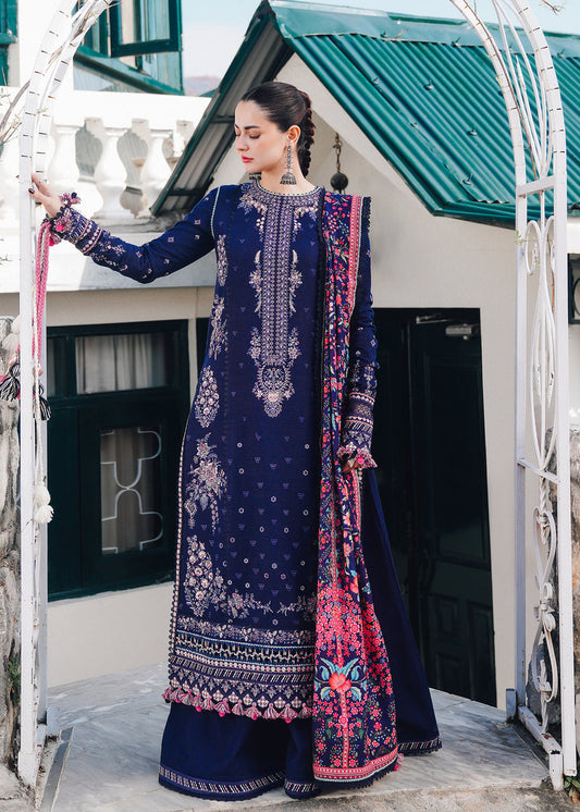 Hussain Rehar Lawn 3Pc Embroidered With Digital Printed Dupatta-1100