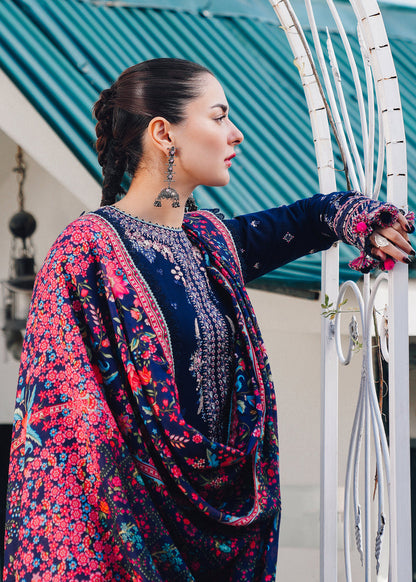 Hussain Rehar Lawn 3Pc Embroidered With Digital Printed Dupatta-1100