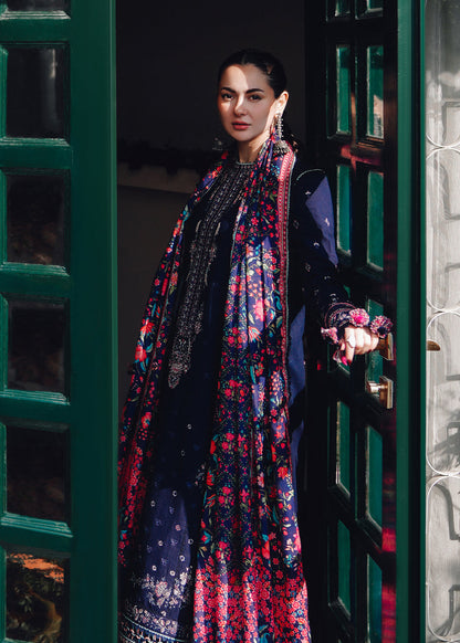 Hussain Rehar Lawn 3Pc Embroidered With Digital Printed Dupatta-1100