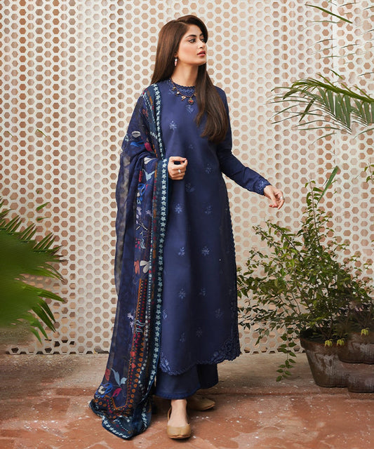 Lawn-3PC Embroidered Shirt with Digital Printed Jacquard Dupatta- 1353