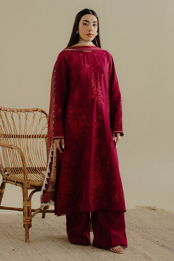 Lawn-3PC Embroidered Shirt with Digital Printed Jacquard Dupatta-1401