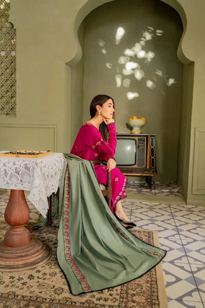 Lawn-3PC Embroidered Shirt with Lawn Embroidered Dupatta- 1173