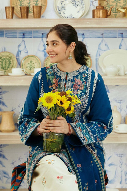 Zara Shahjahan 3Pc Lawn Embroidered Shirt With Digital Printed Dupatta-1055