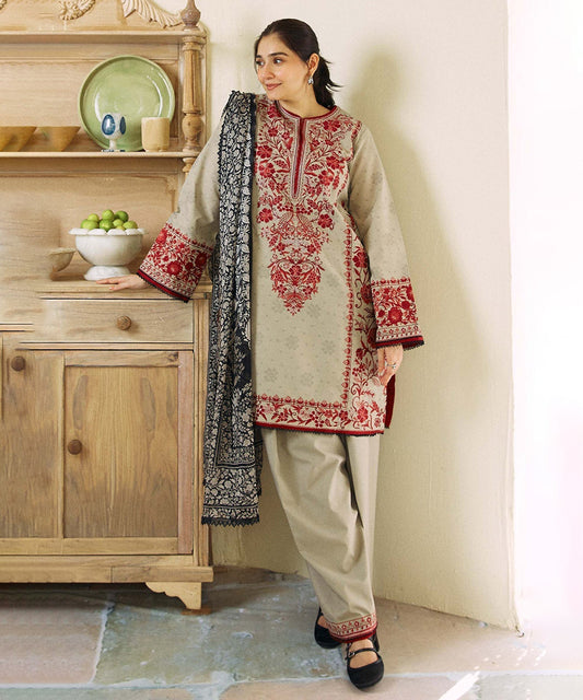 ZARASHAHJAHAN Lawn-3PC Embroidered with Digital printed Dupatta-1018