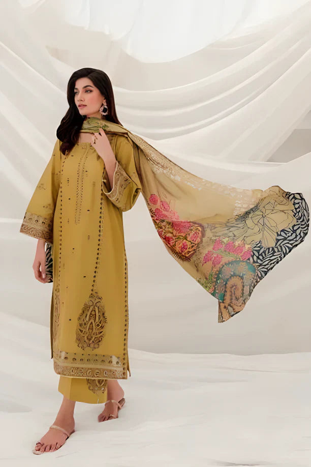 Batik Dhanak 3Pc Embroidered With Digital Printed Wool Shawl-638