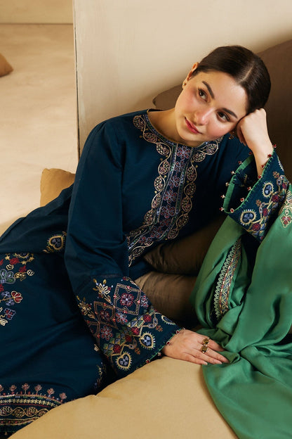 Zara Shahjahan - 3Pc Dhanak Embroidered Shirt With Dhanak Embroidered Shawl And Trouser -1293