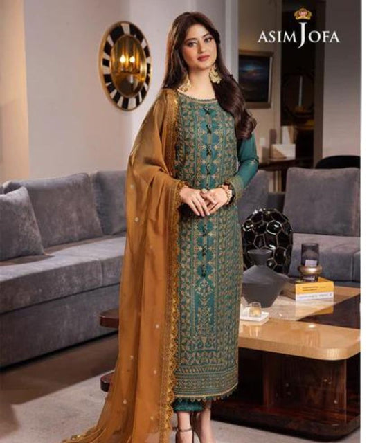 Asim Jofa Dhanak 3Pc Embroidered With Chiffon Embroidered Dupatta-135