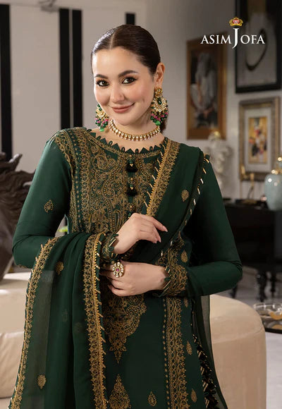 Asim Jofa Lawn 3Pc Embroidered With Chiffon Embroidered Dupatta-1034